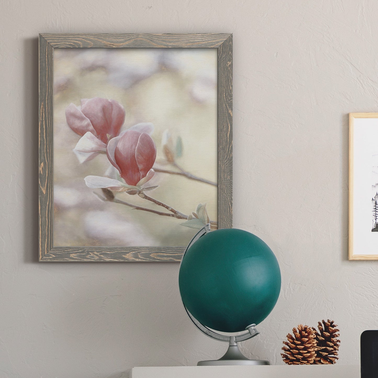Blooming Hearts - Barnwood Framed Canvas Print