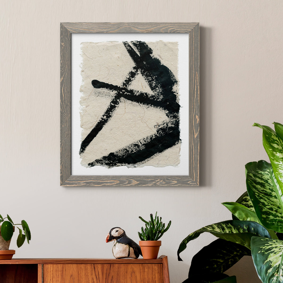 Lines Crossed I - Barnwood Framed Canvas Print