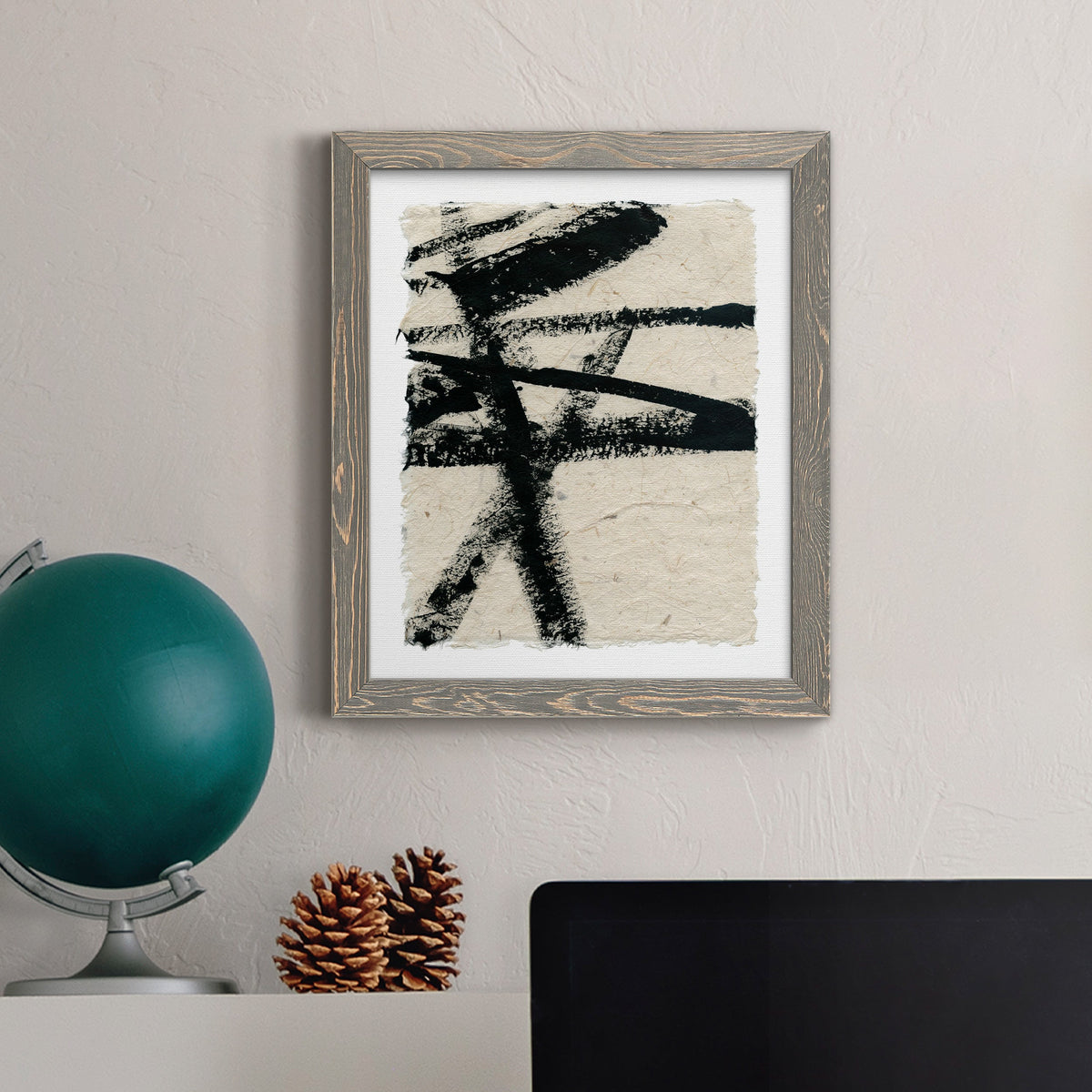 Lines Crossed III - Barnwood Framed Canvas Print