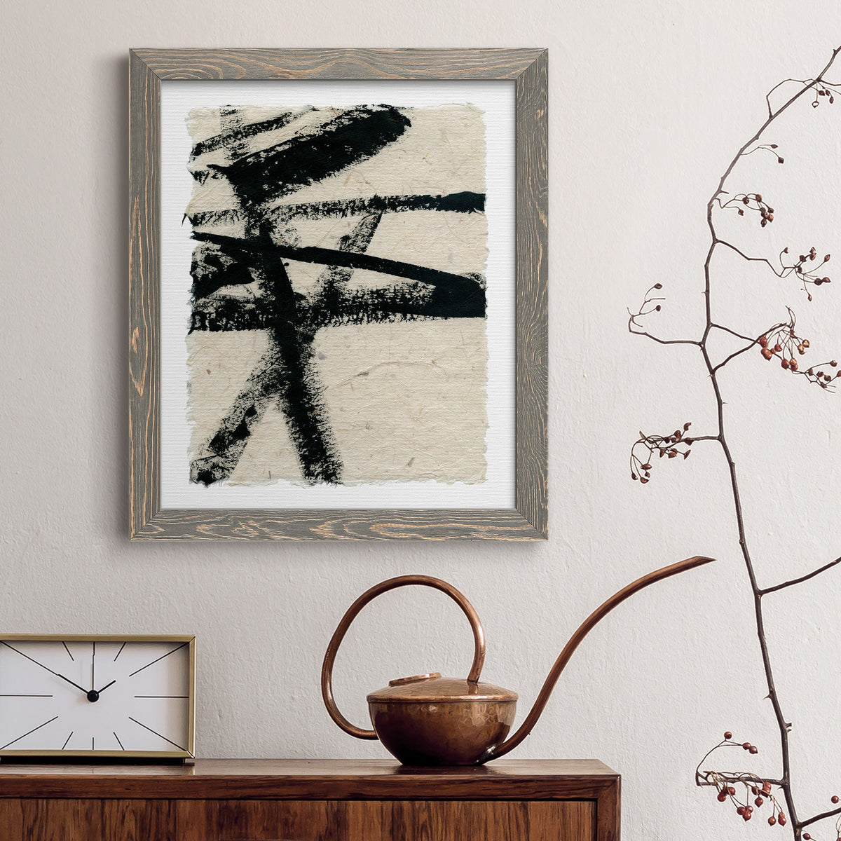 Lines Crossed III - Barnwood Framed Canvas Print