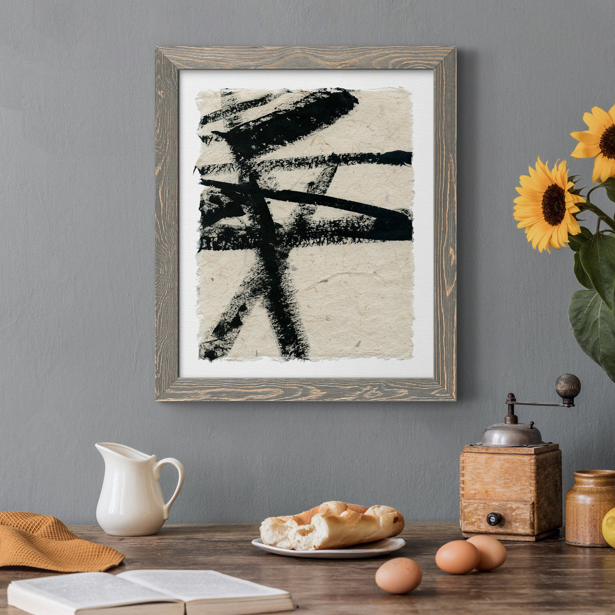 Lines Crossed III - Barnwood Framed Canvas Print