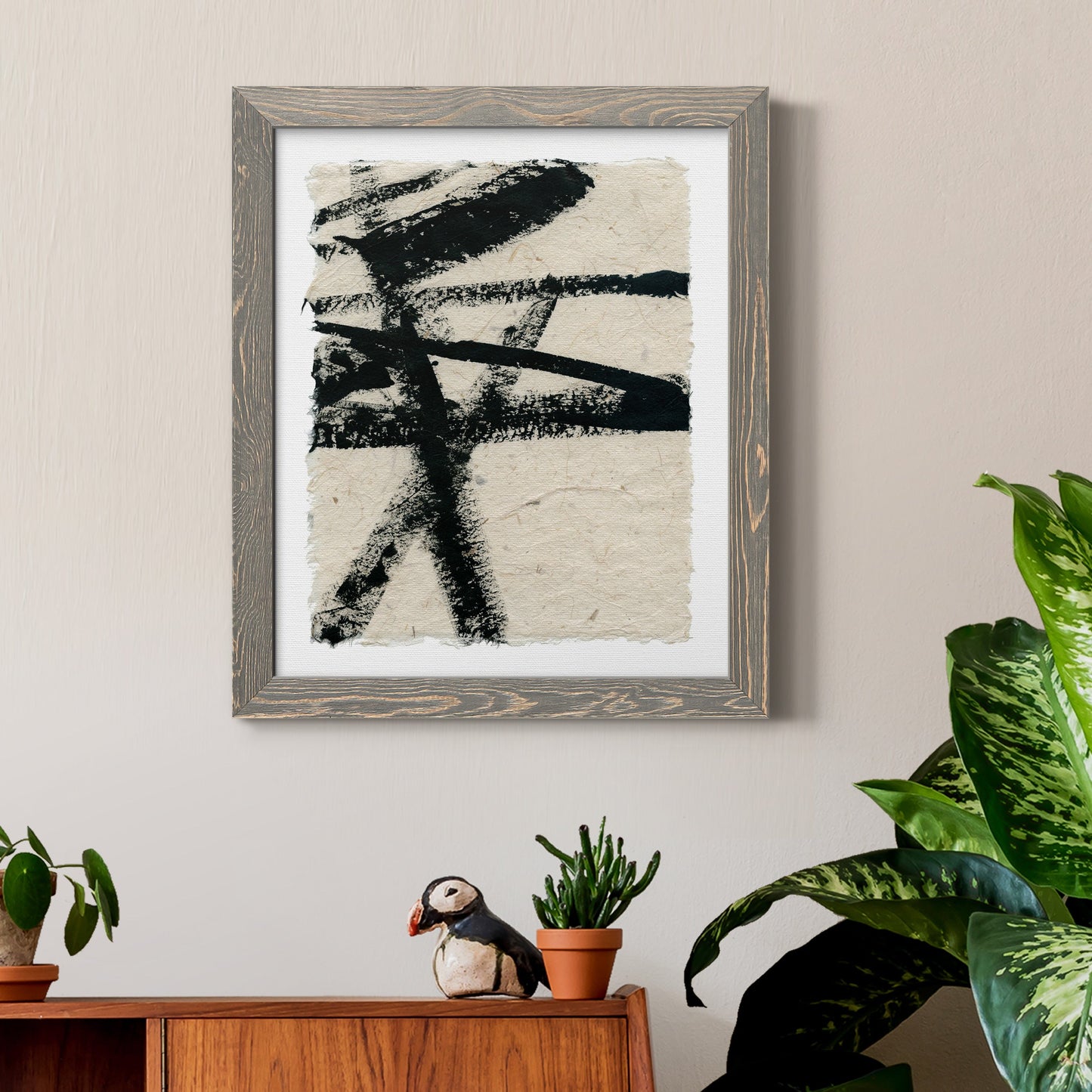 Lines Crossed III - Barnwood Framed Canvas Print