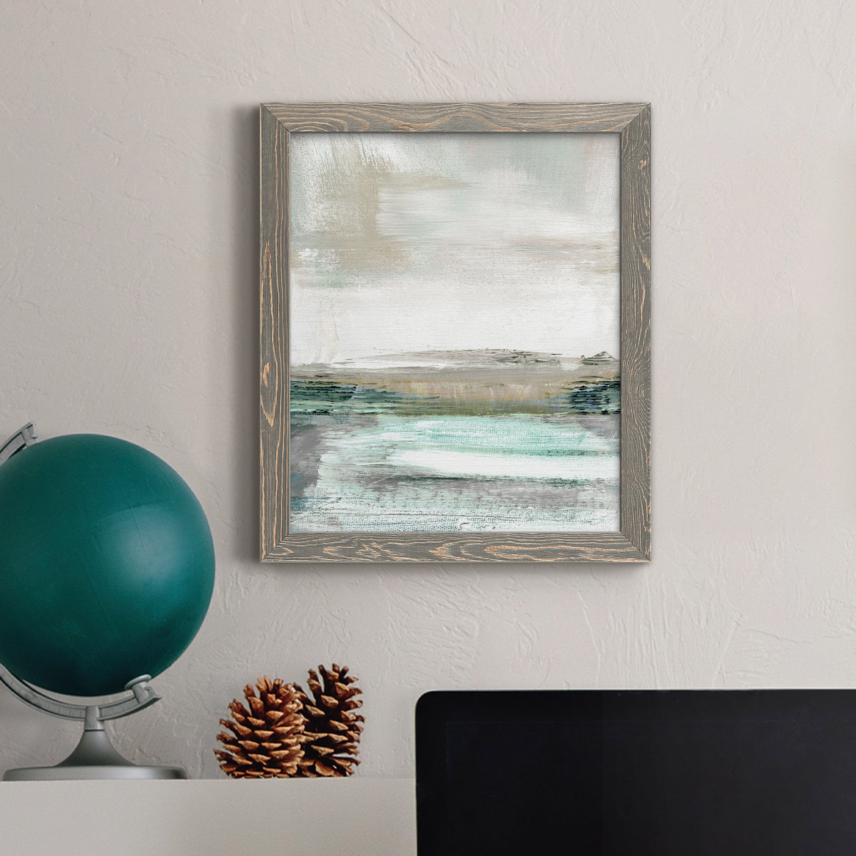 Summer Teal I - Barnwood Framed Canvas Print