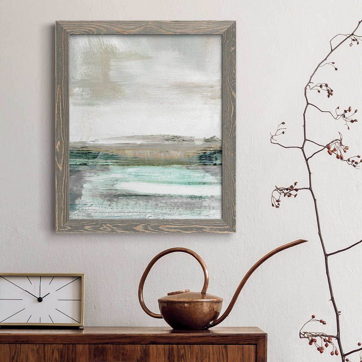 Summer Teal I - Barnwood Framed Canvas Print