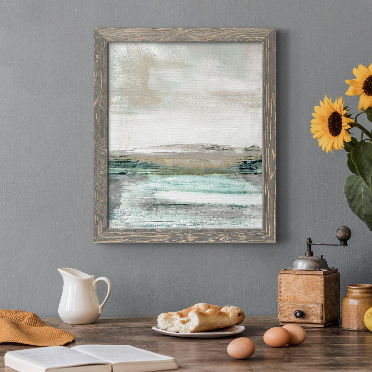 Summer Teal I - Barnwood Framed Canvas Print