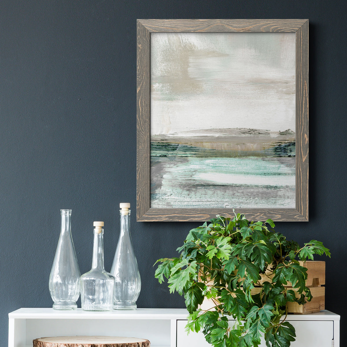 Summer Teal I - Barnwood Framed Canvas Print