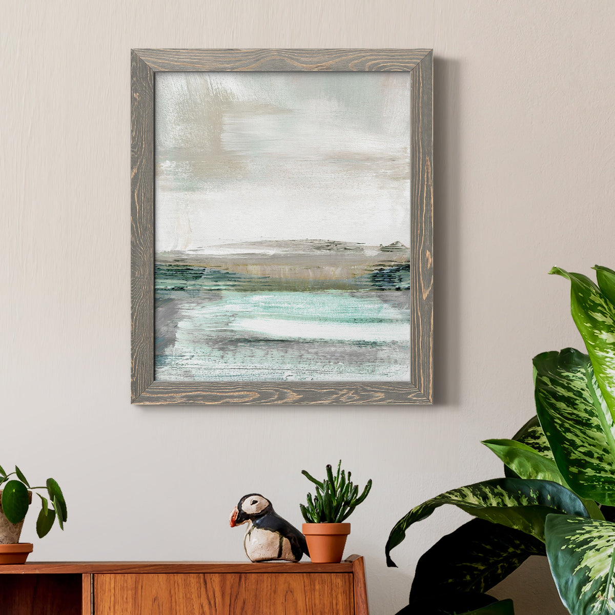 Summer Teal I - Barnwood Framed Canvas Print