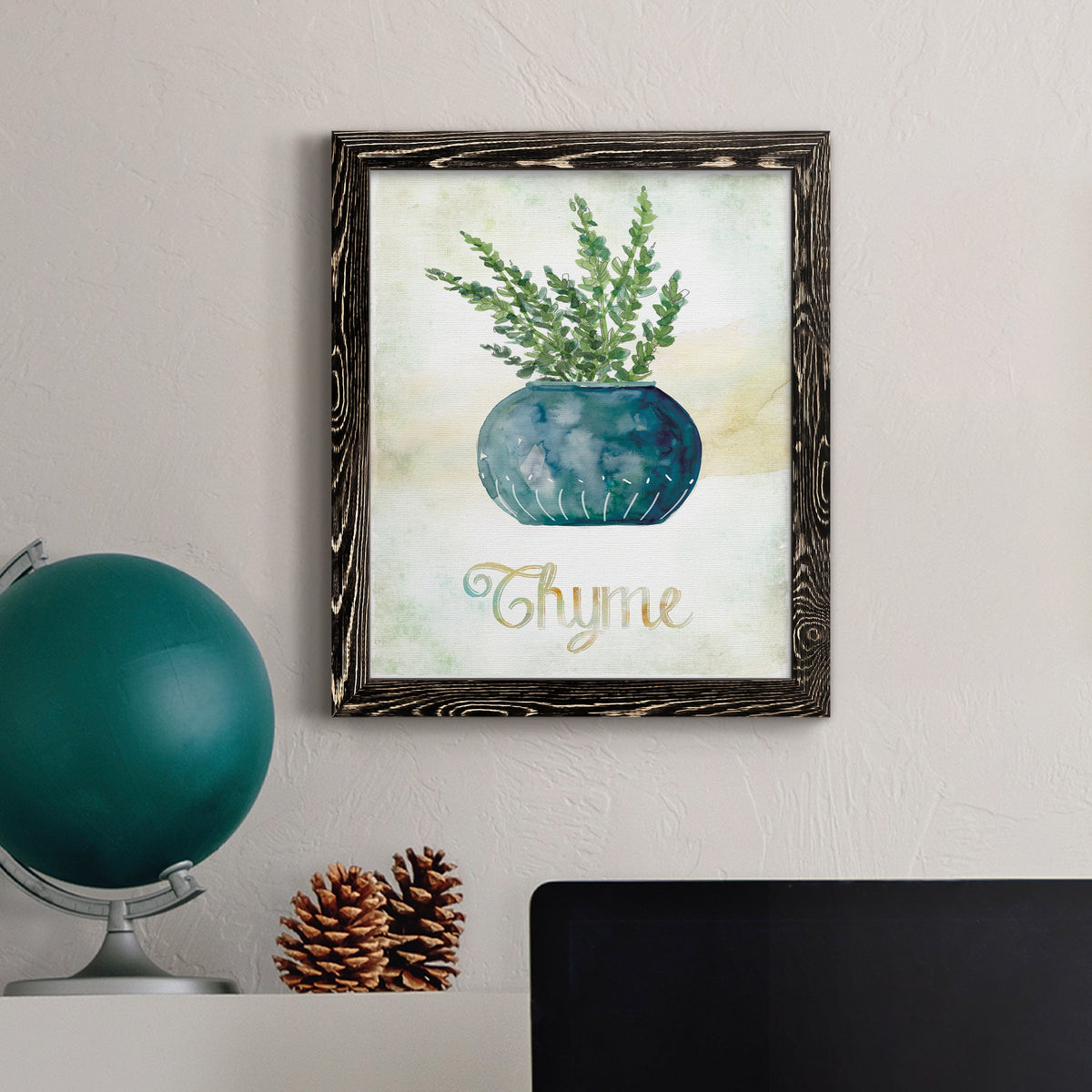 Potted Thyme - Barnwood Framed Canvas Print
