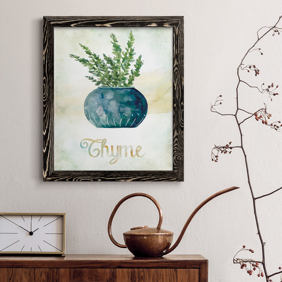 Potted Thyme - Barnwood Framed Canvas Print