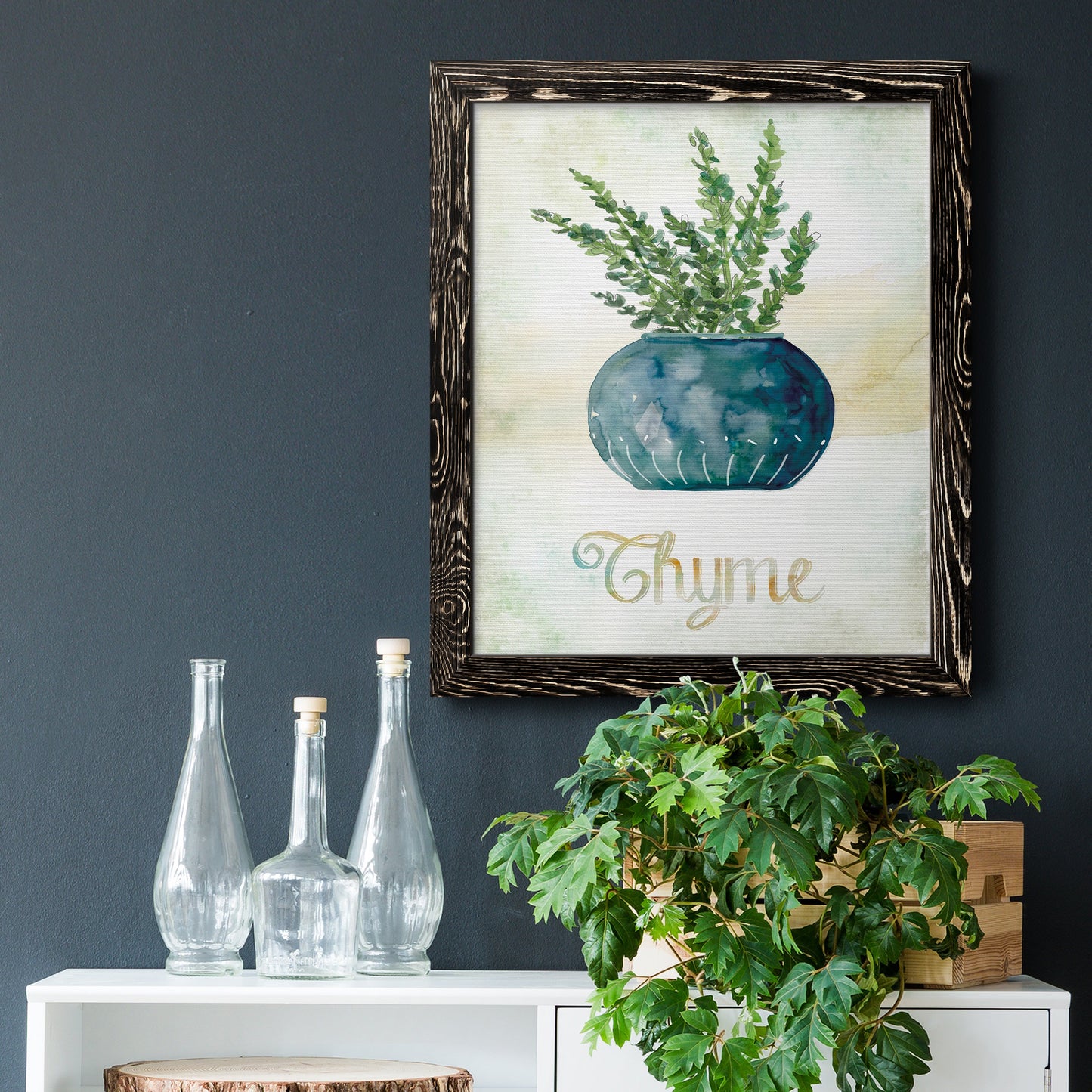 Potted Thyme - Barnwood Framed Canvas Print