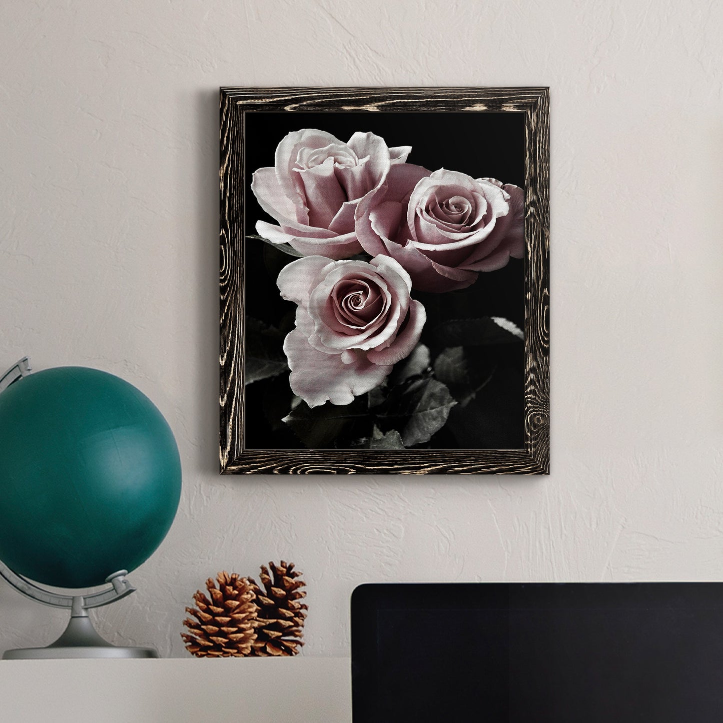 Rose Noir I - Barnwood Framed Canvas Print