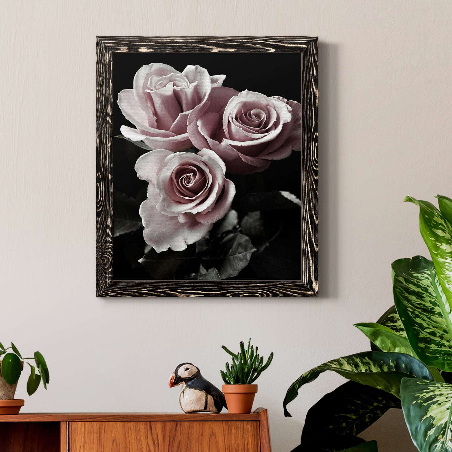 Rose Noir I - Barnwood Framed Canvas Print