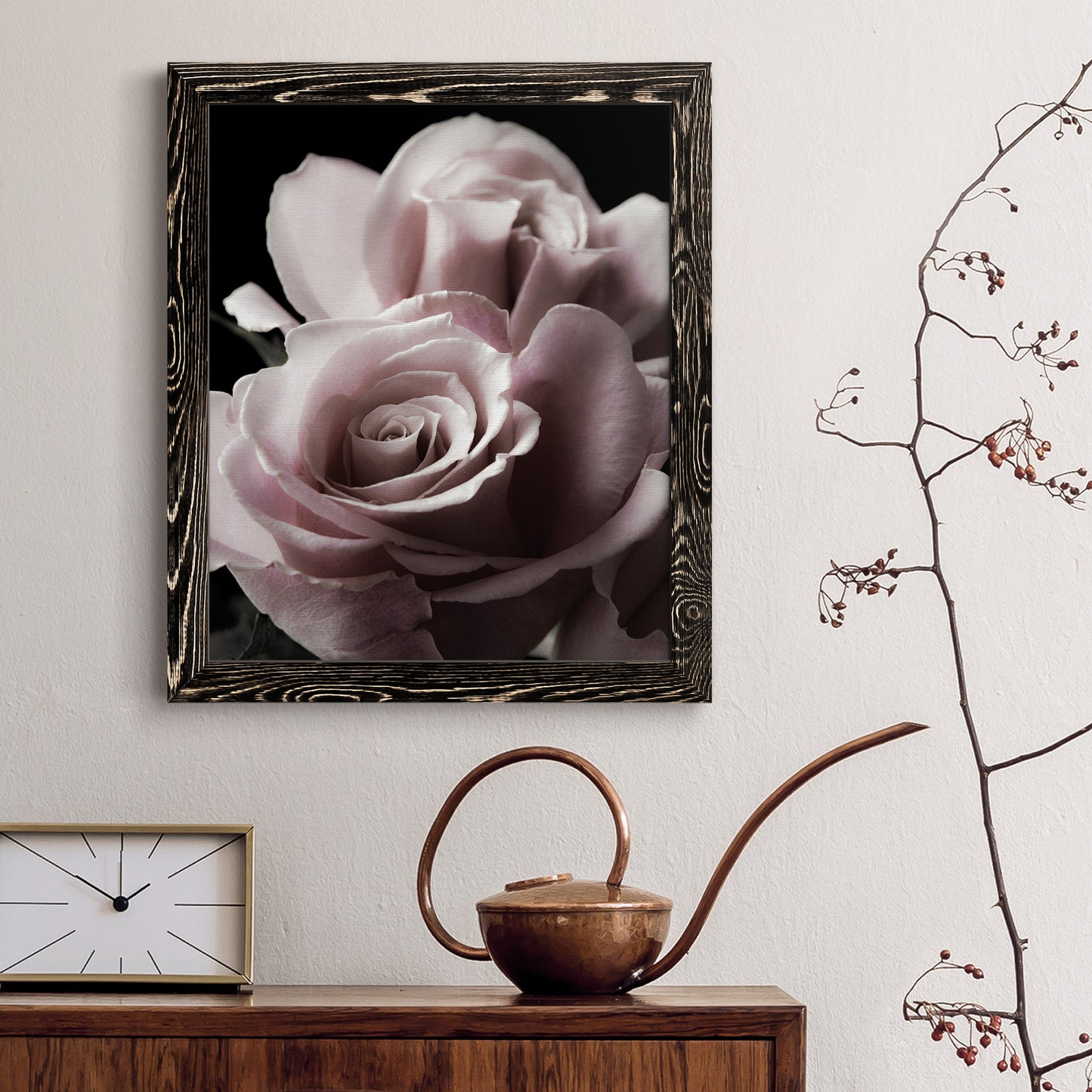 Rose Noir II - Barnwood Framed Canvas Print