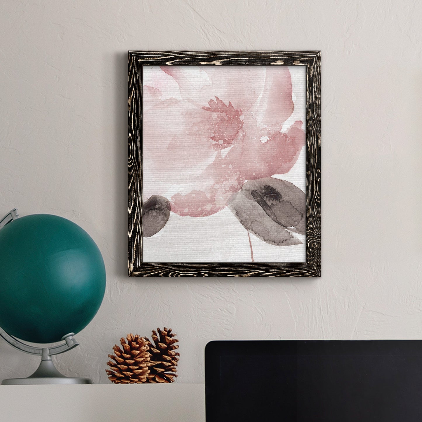 Blush Bloom I - Barnwood Framed Canvas Print