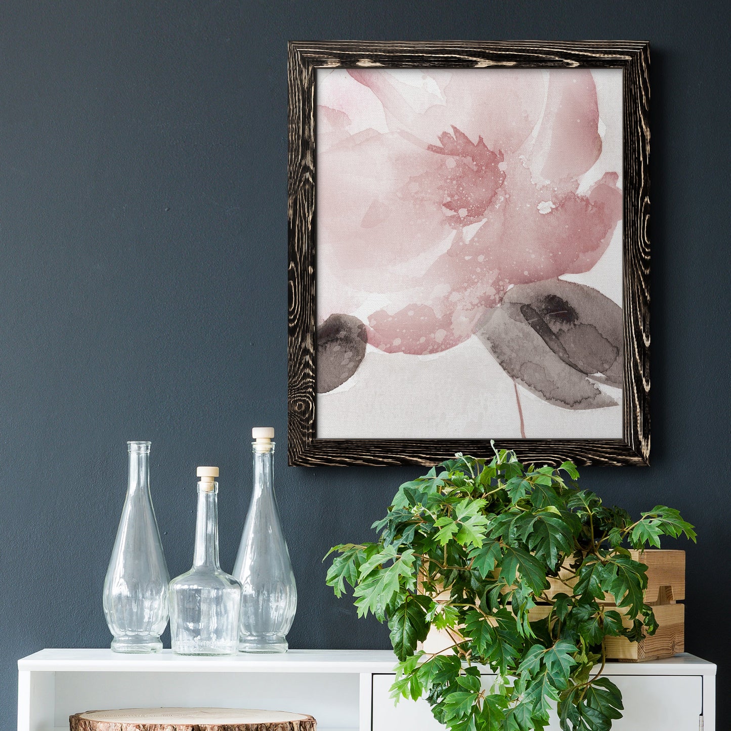 Blush Bloom I - Barnwood Framed Canvas Print