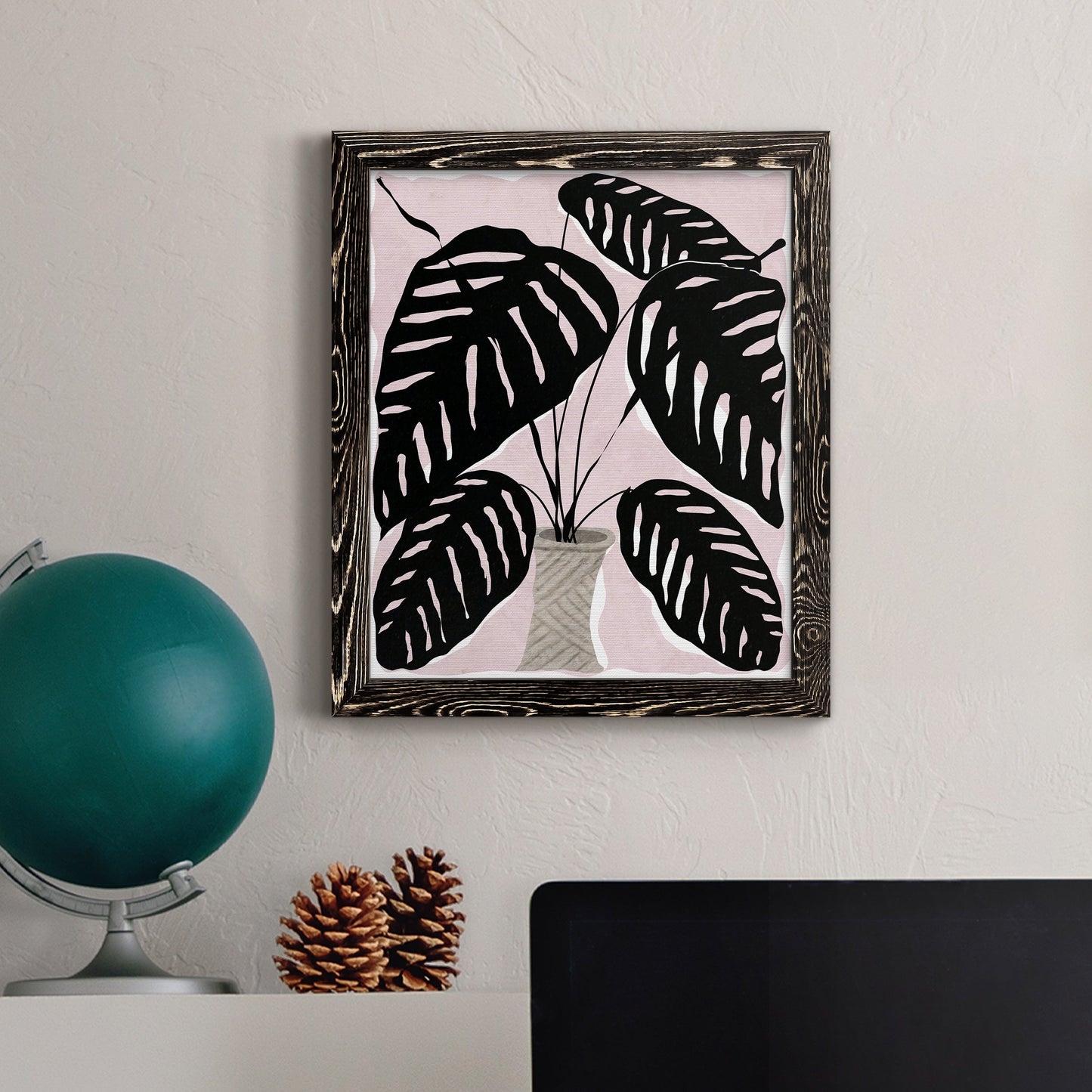 Potted Plant I - Barnwood Framed Canvas Print