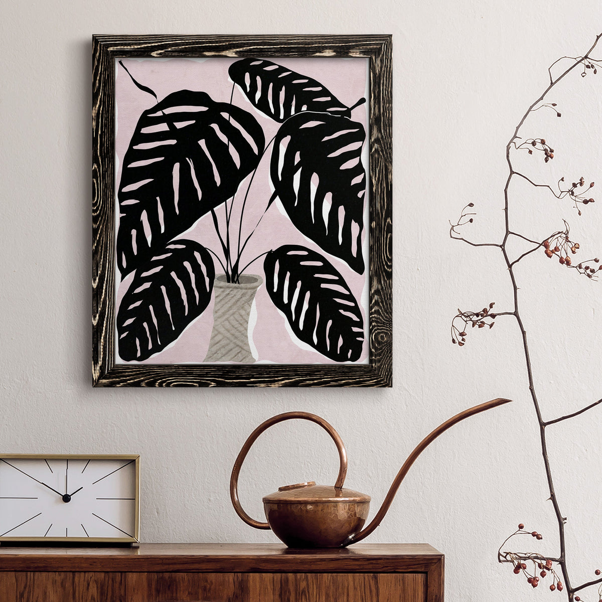 Potted Plant I - Barnwood Framed Canvas Print