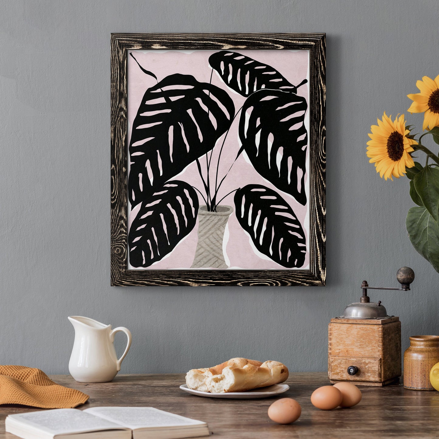 Potted Plant I - Barnwood Framed Canvas Print