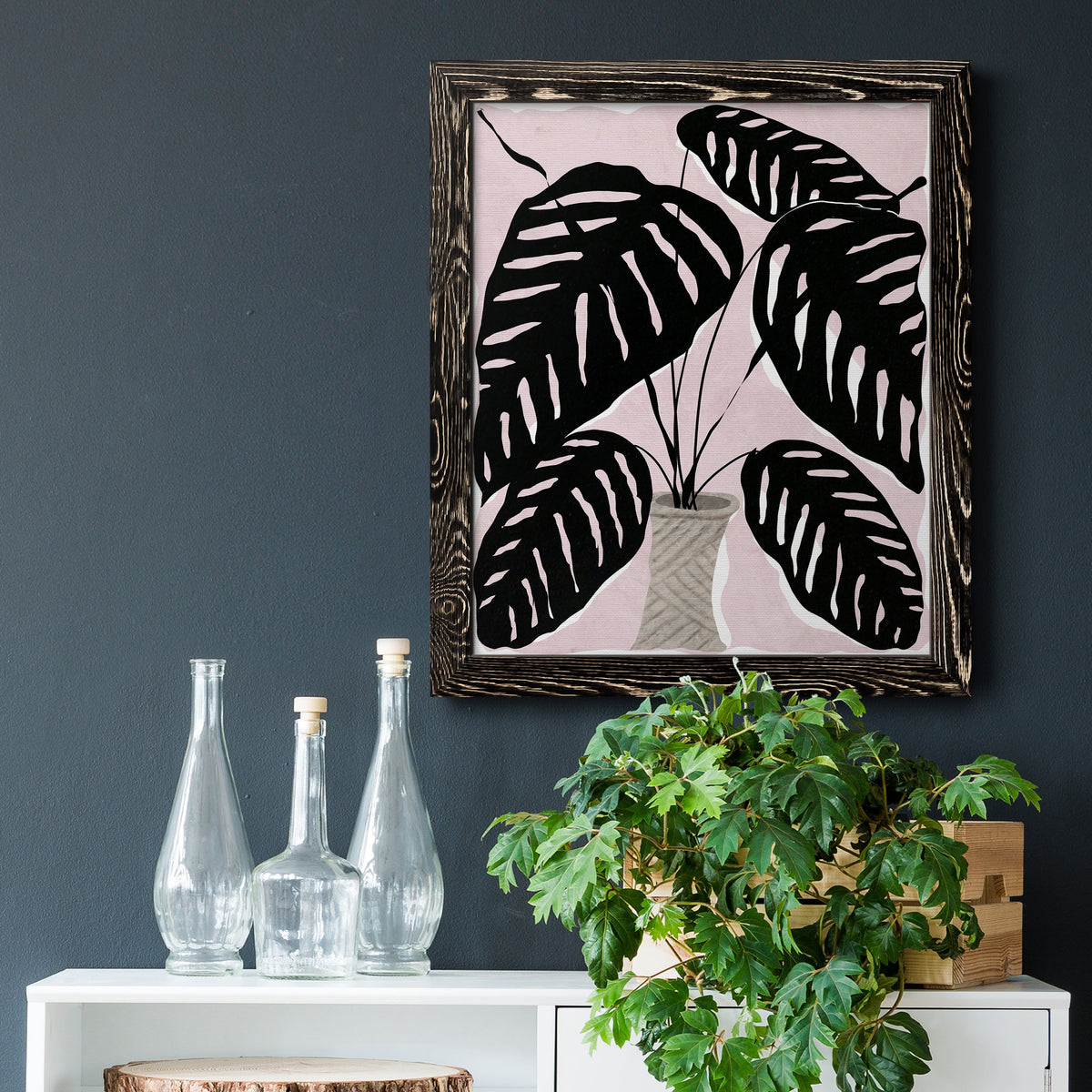 Potted Plant I - Barnwood Framed Canvas Print