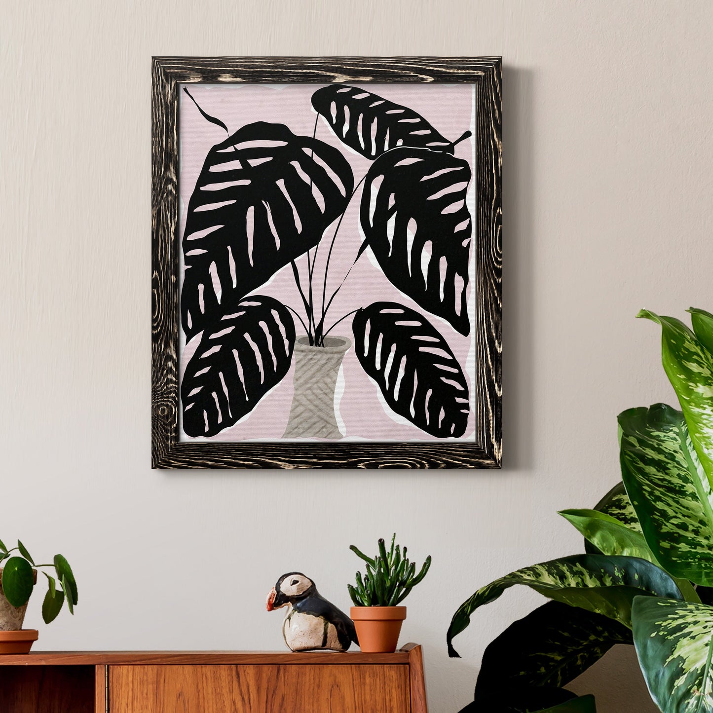 Potted Plant I - Barnwood Framed Canvas Print