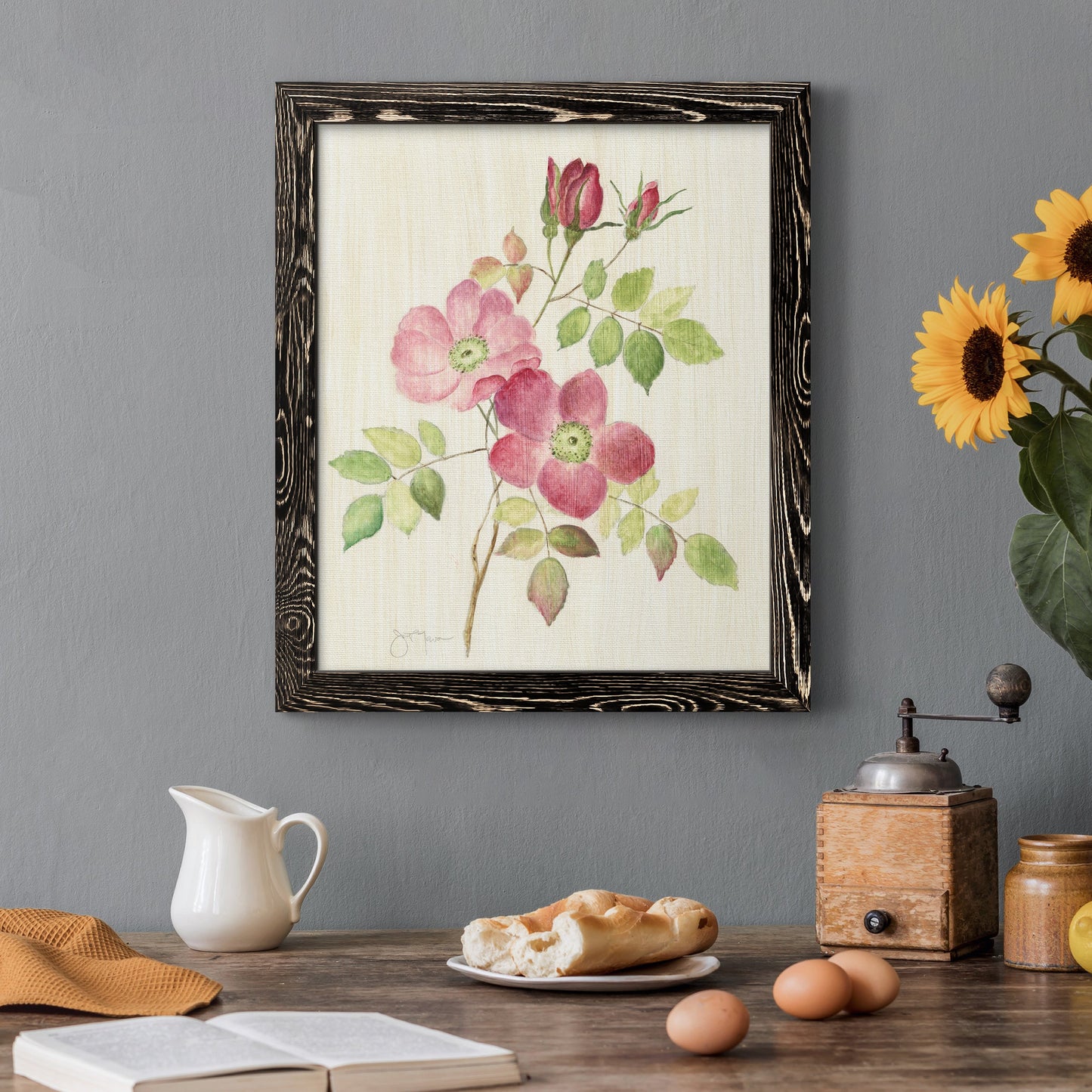 Dusty Rose I - Barnwood Framed Canvas Print