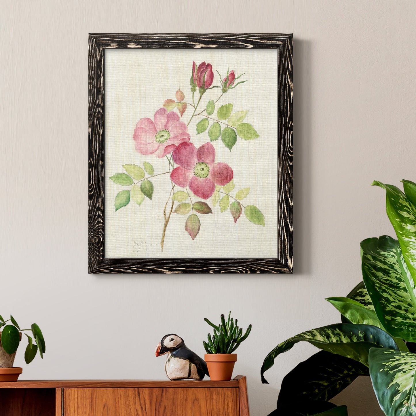 Dusty Rose I - Barnwood Framed Canvas Print