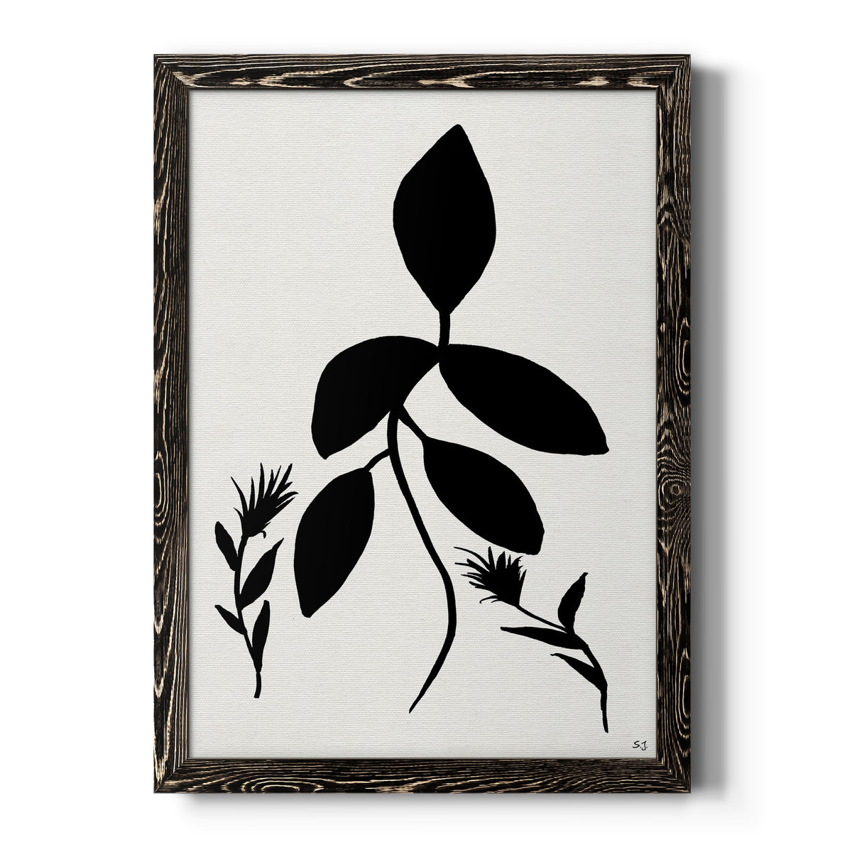 Silhouette Garden I - Barnwood Framed Canvas Print