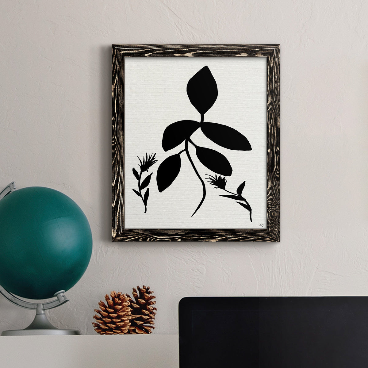Silhouette Garden I - Barnwood Framed Canvas Print