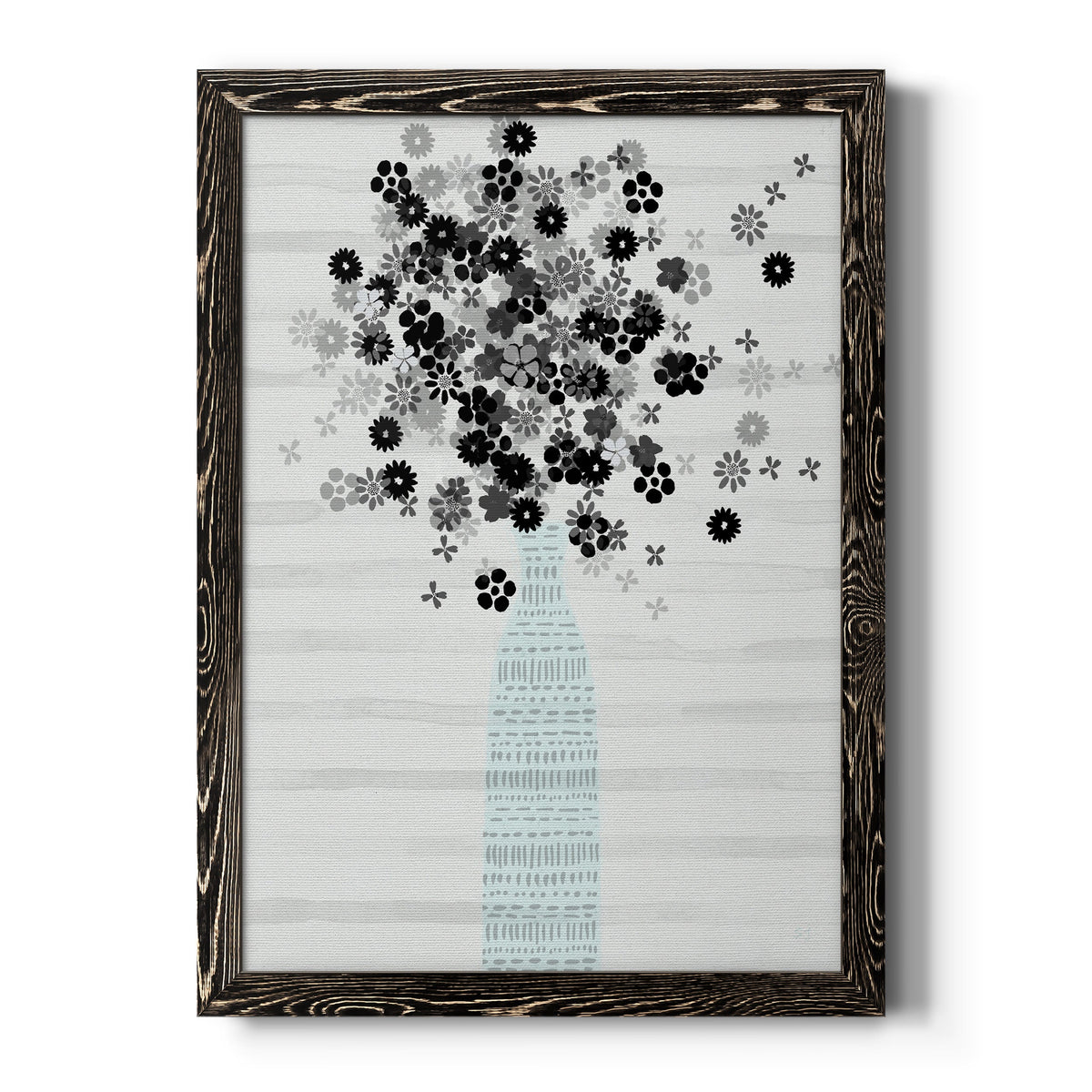 Bouquet of Black & White - Barnwood Framed Canvas Print