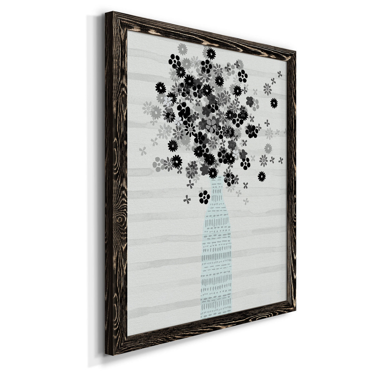 Bouquet of Black & White - Barnwood Framed Canvas Print
