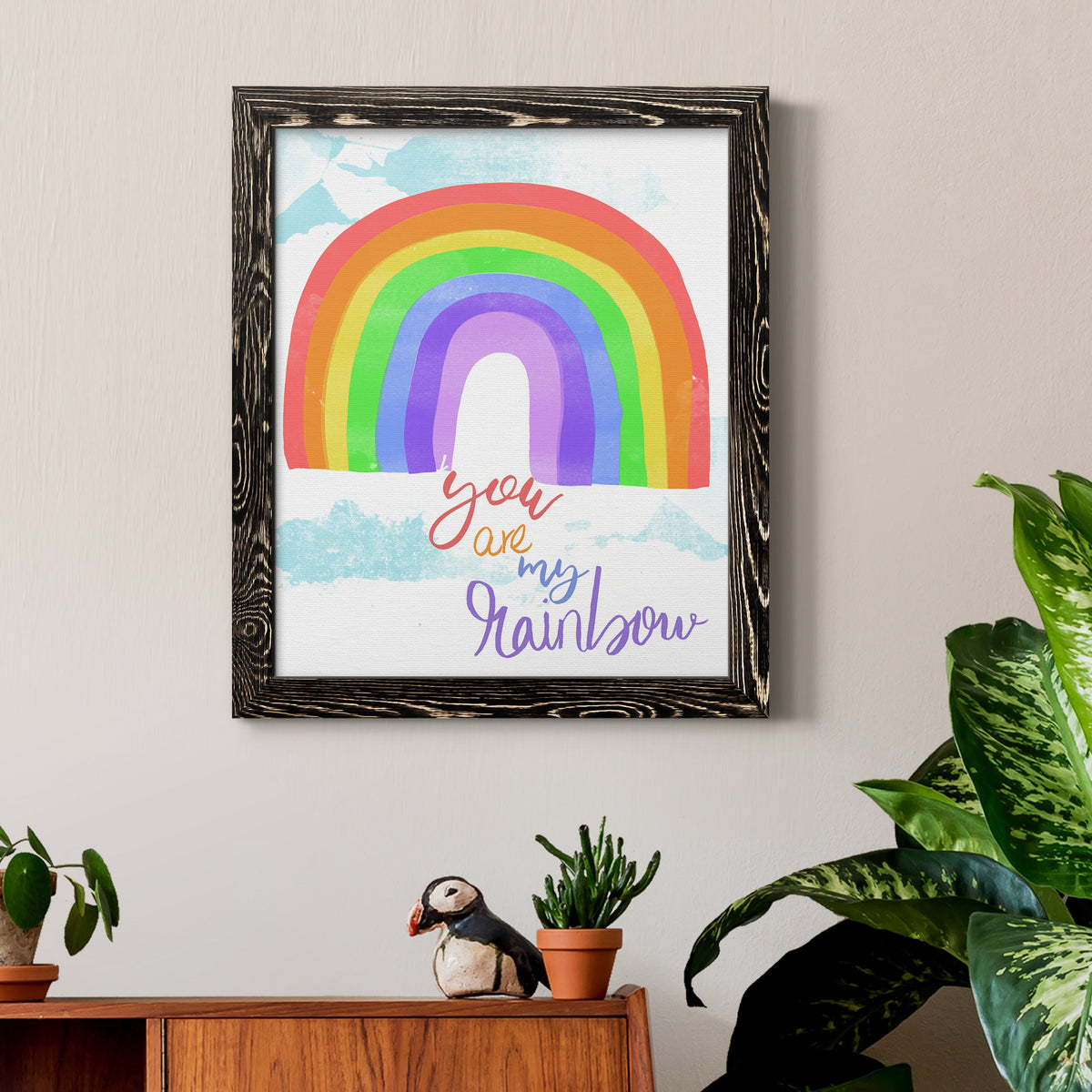 You Are My Rainbow - Barnwood Framed Canvas Print