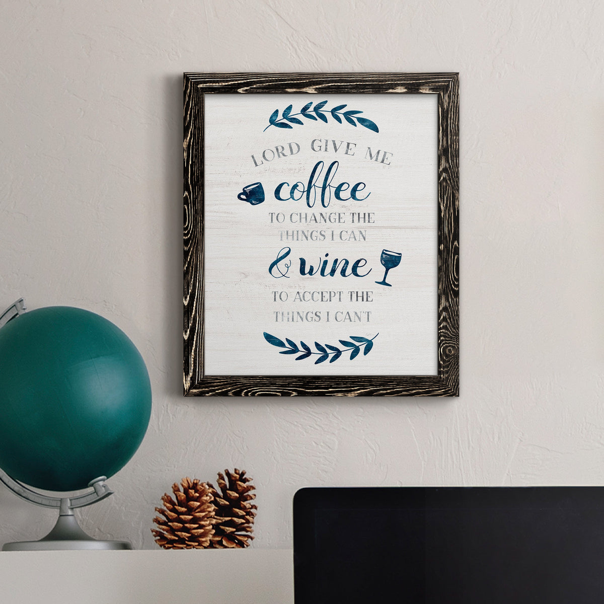 Coffee & Wine - Barnwood Framed Canvas Print