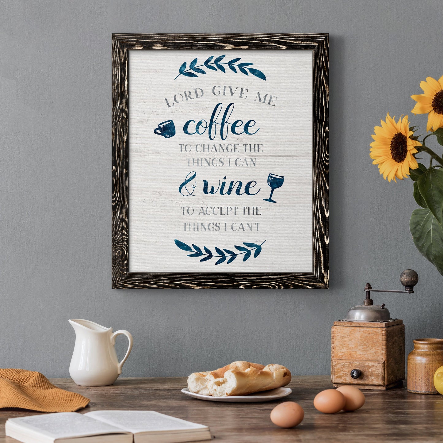 Coffee & Wine - Barnwood Framed Canvas Print