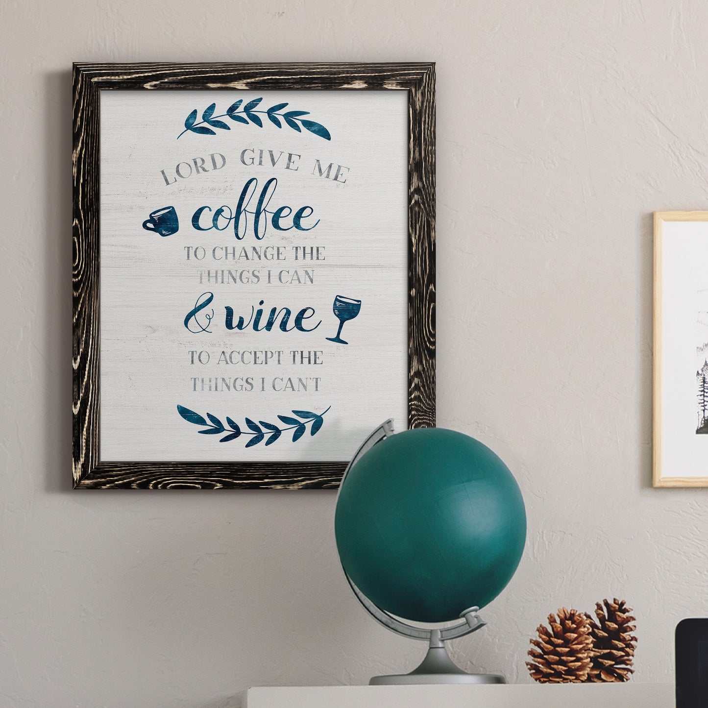 Coffee & Wine - Barnwood Framed Canvas Print