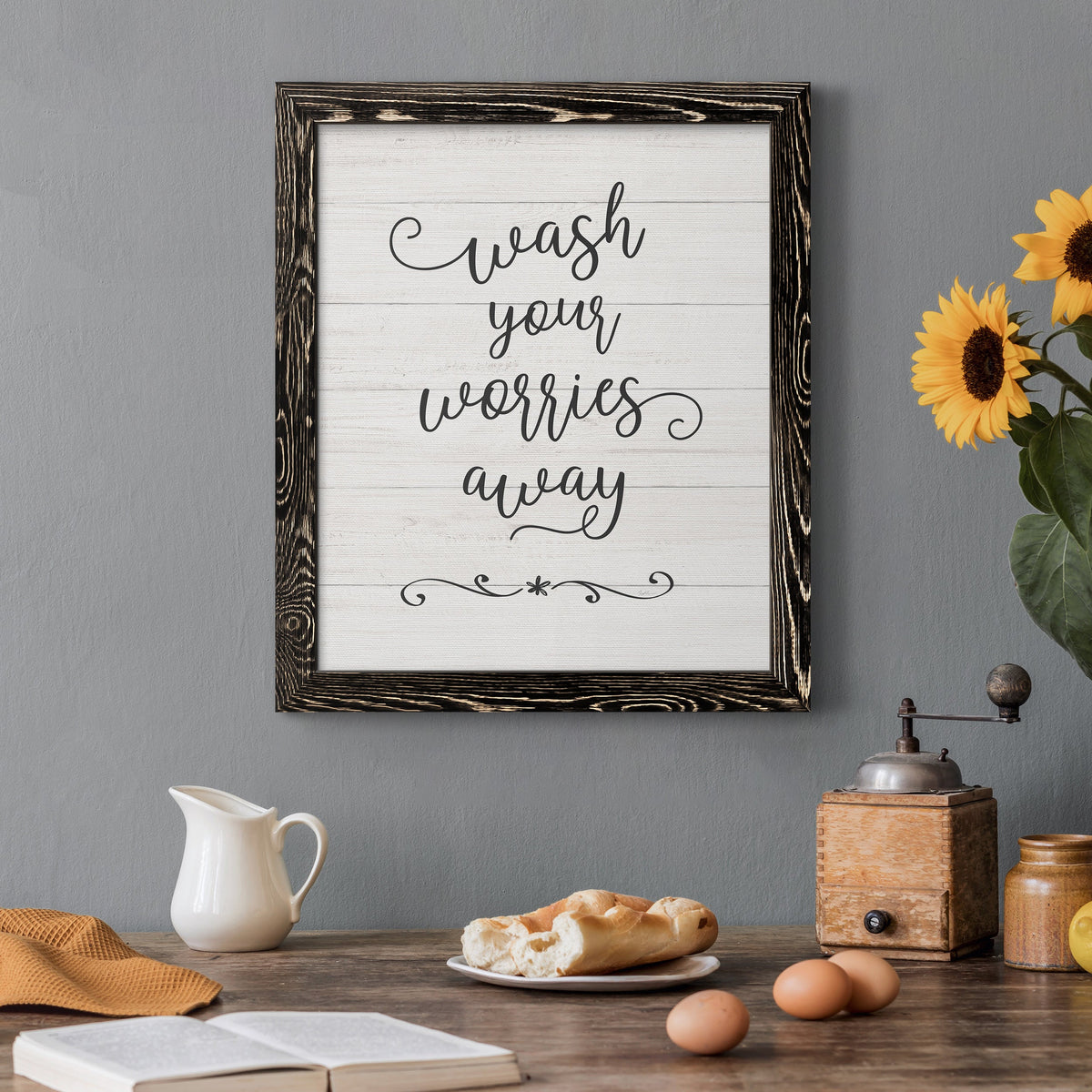 Wash Worries - Barnwood Framed Canvas Print