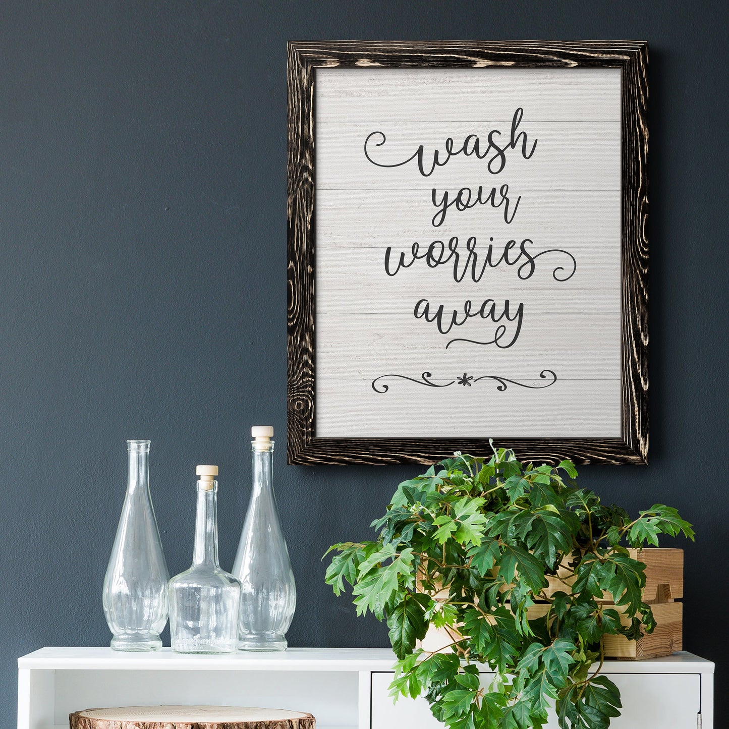 Wash Worries - Barnwood Framed Canvas Print