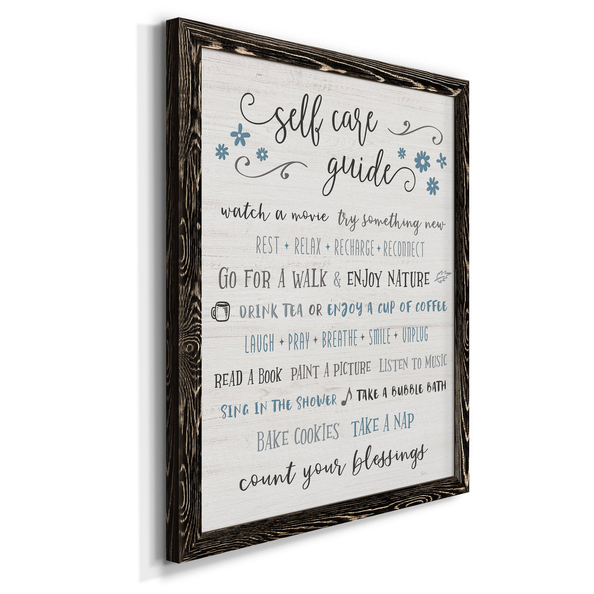 Guide to Self Care - Barnwood Framed Canvas Print