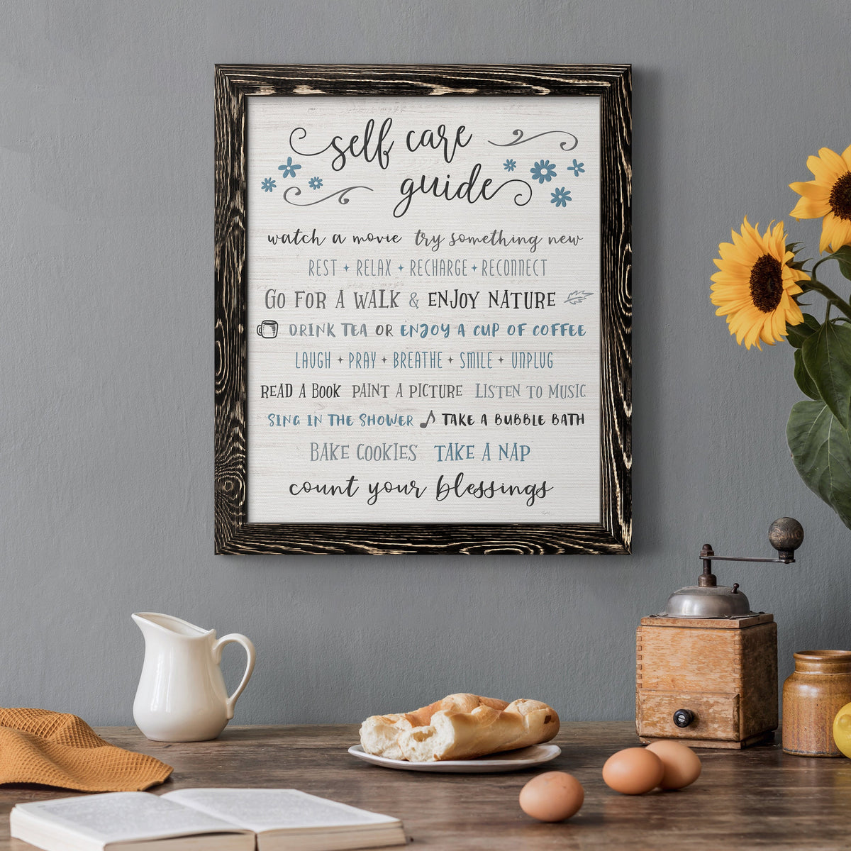 Guide to Self Care - Barnwood Framed Canvas Print