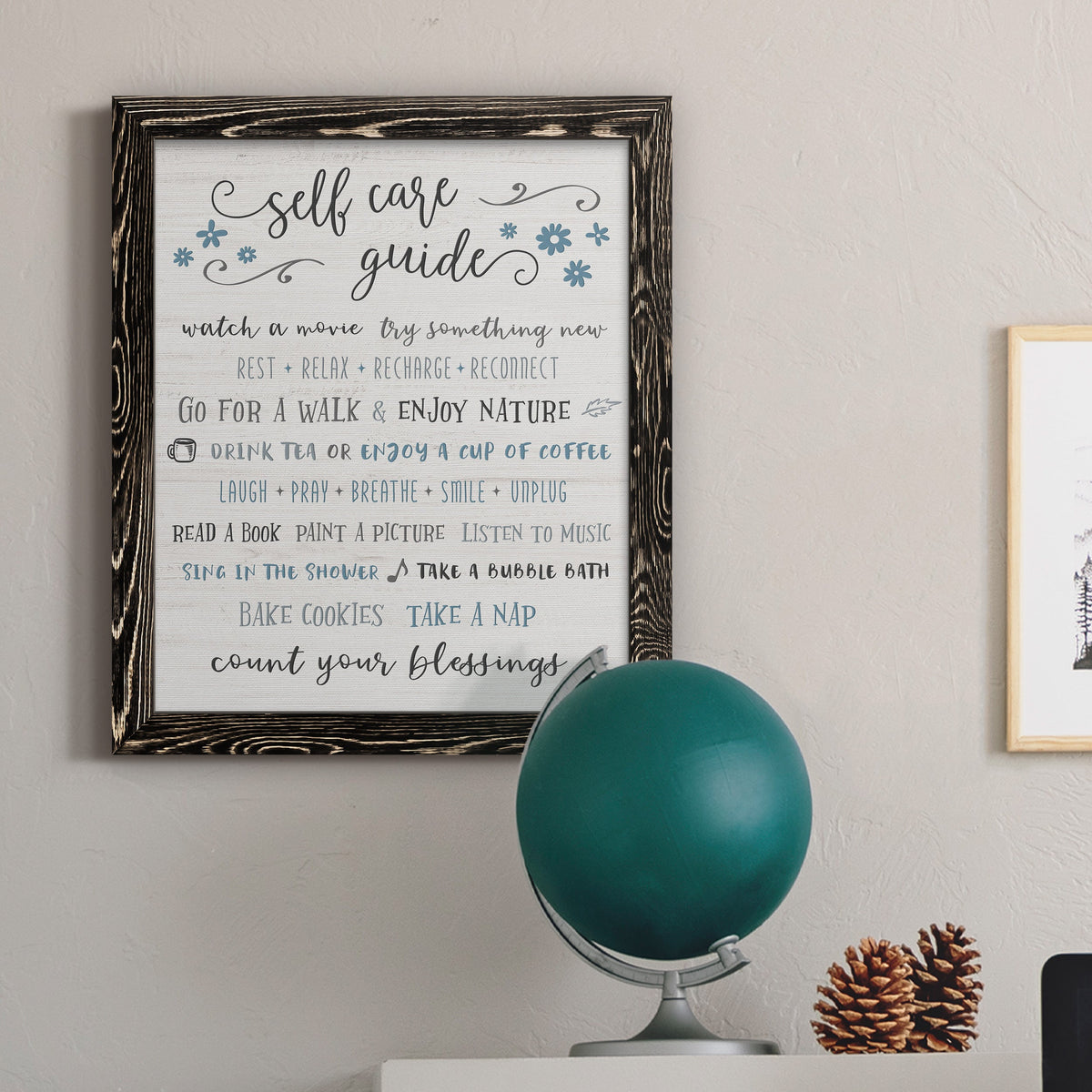 Guide to Self Care - Barnwood Framed Canvas Print