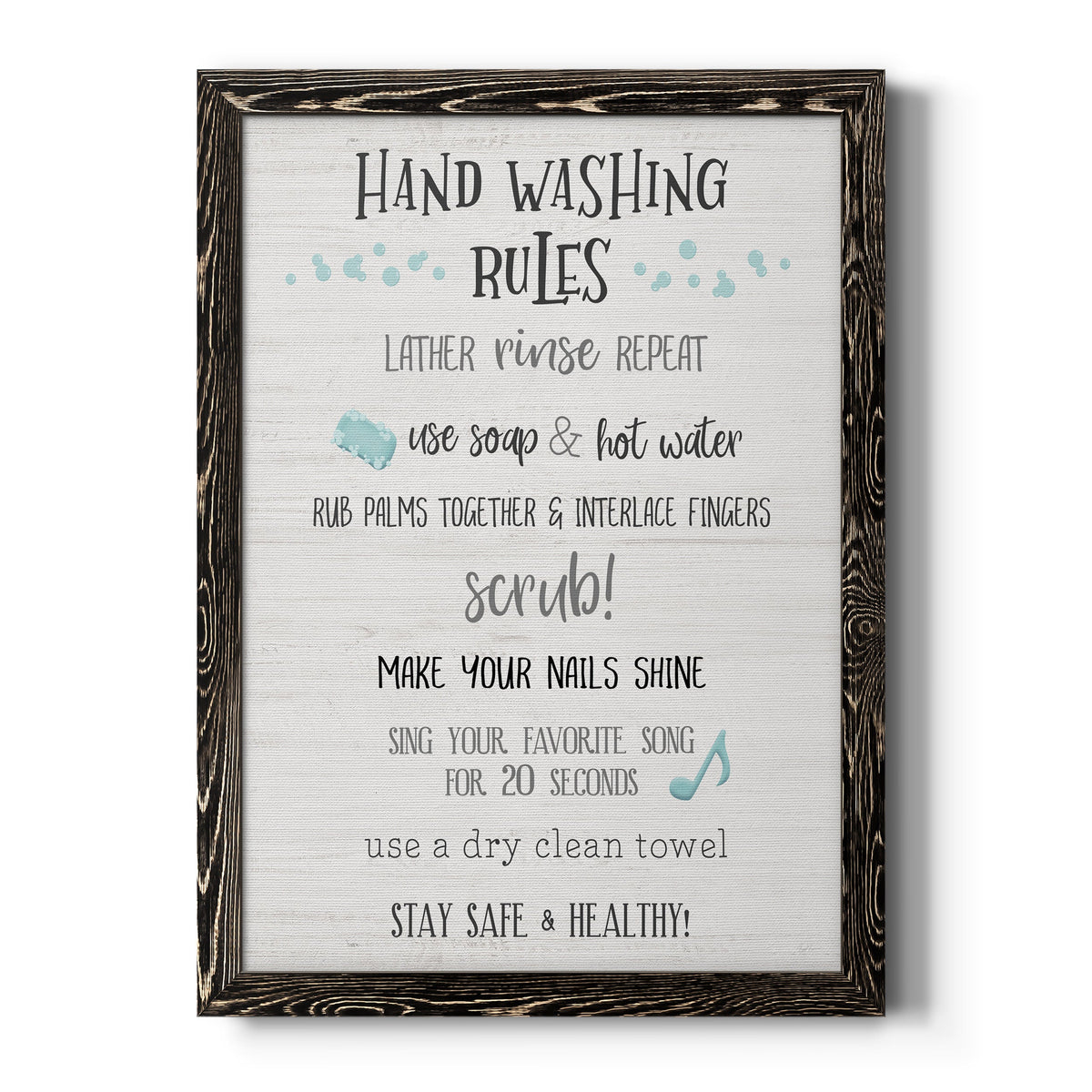 Stay Safe Rules - Barnwood Framed Canvas Print