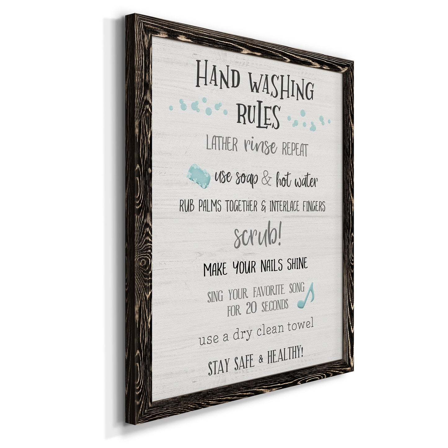 Stay Safe Rules - Barnwood Framed Canvas Print
