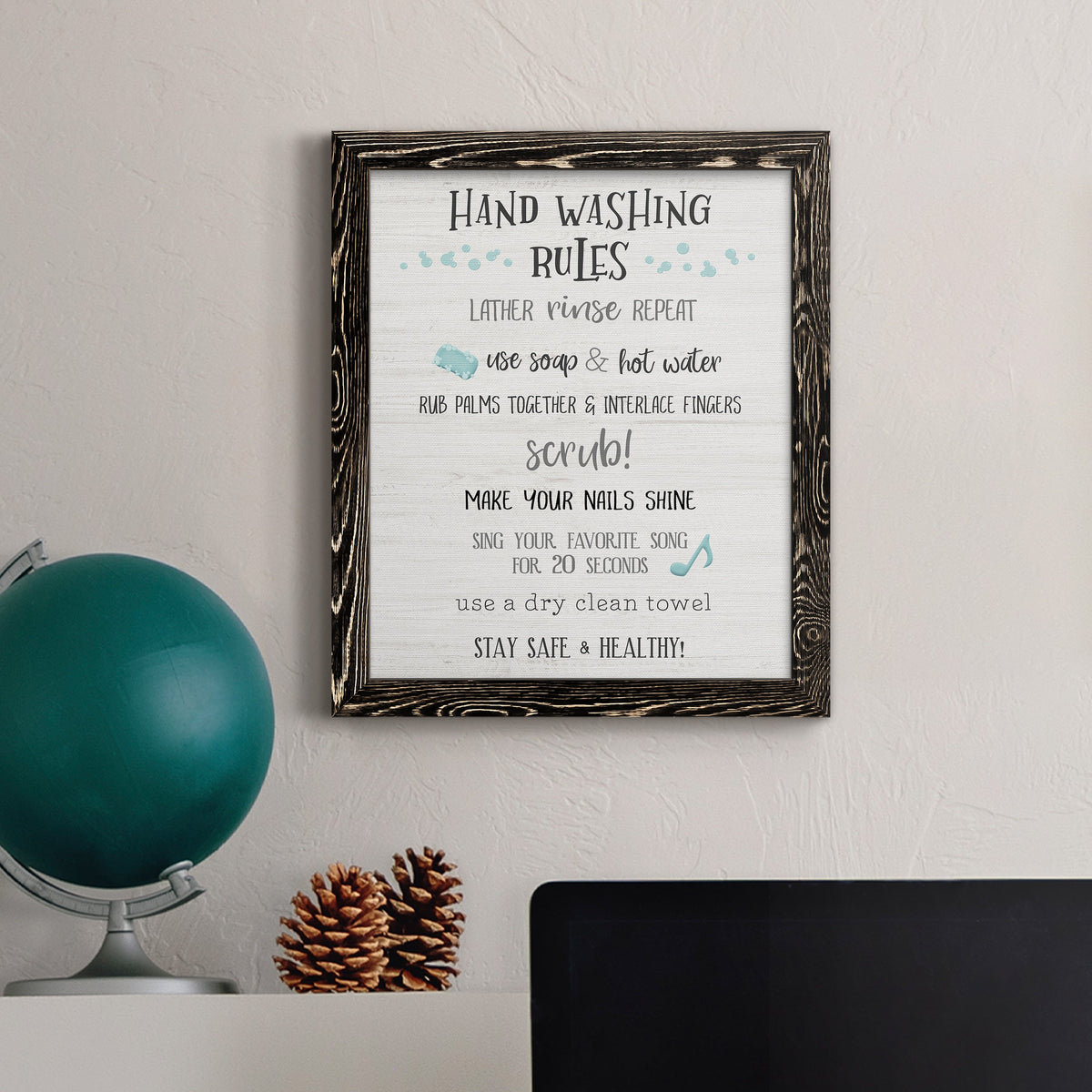 Stay Safe Rules - Barnwood Framed Canvas Print