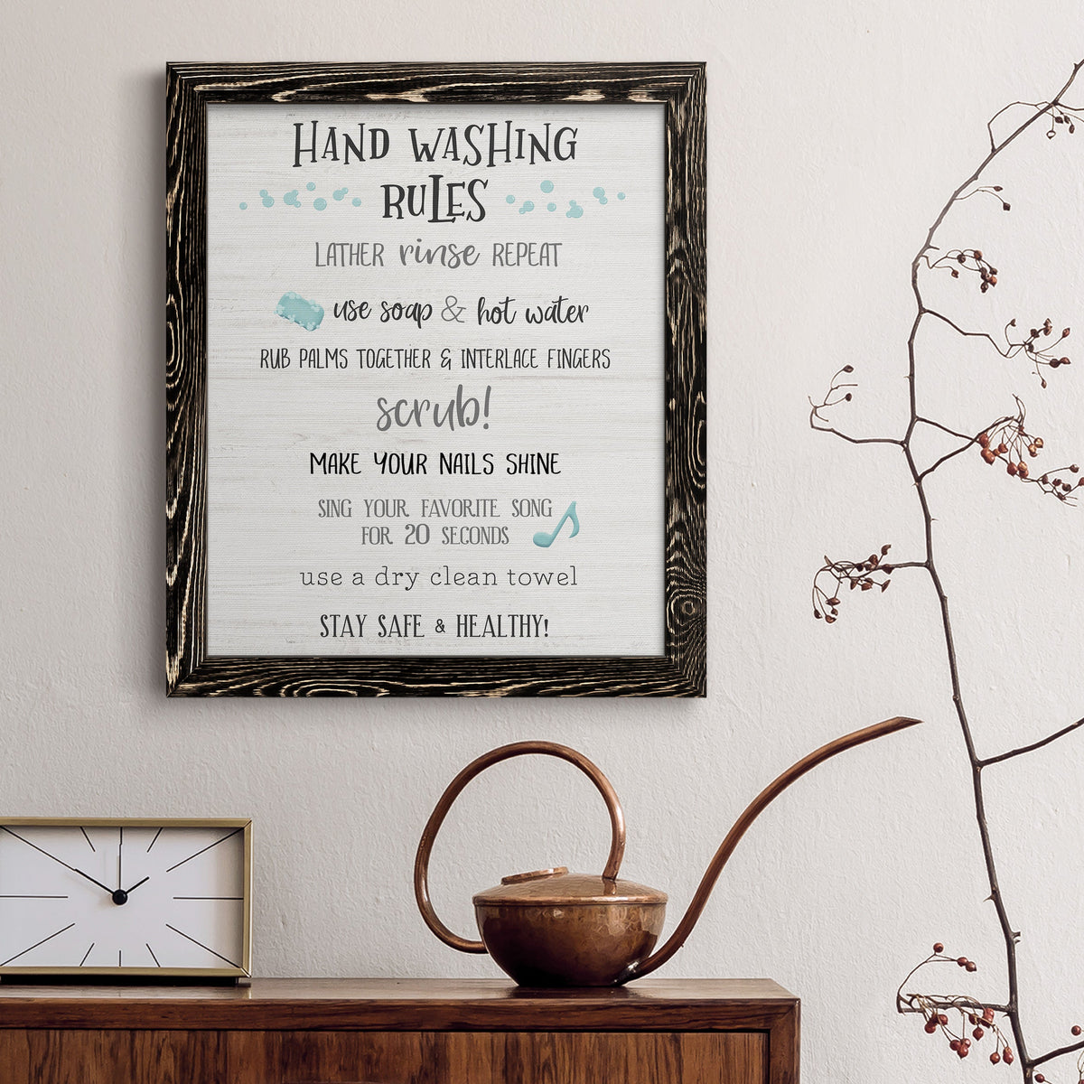 Stay Safe Rules - Barnwood Framed Canvas Print