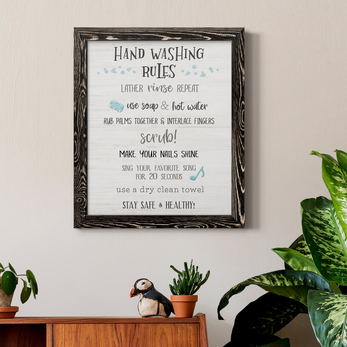 Stay Safe Rules - Barnwood Framed Canvas Print