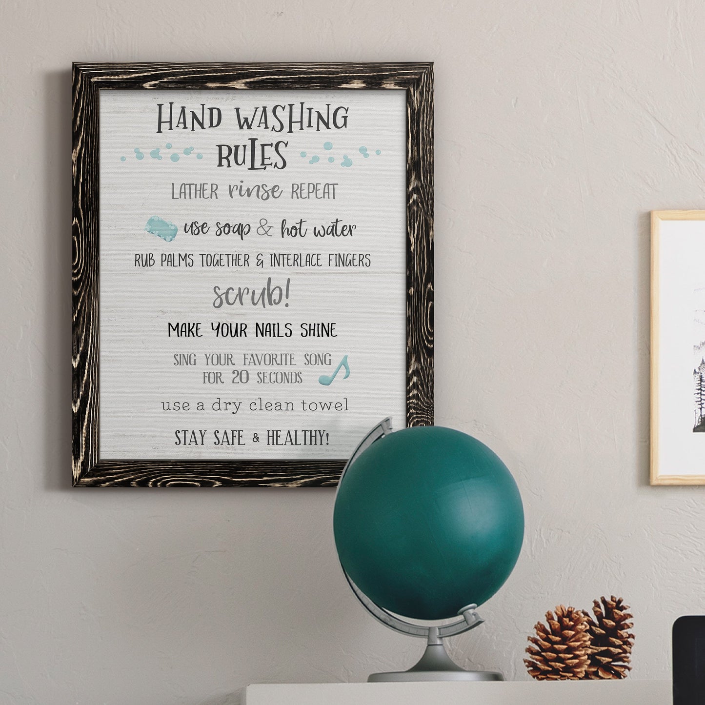 Stay Safe Rules - Barnwood Framed Canvas Print