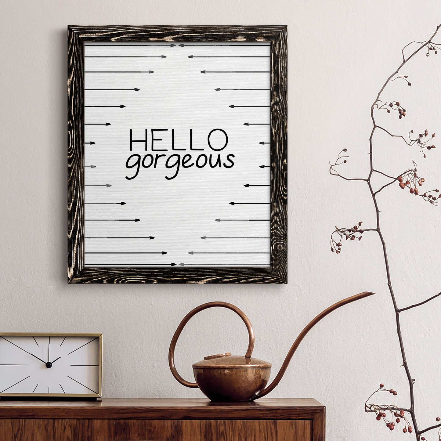 Hello Gorgeous - Barnwood Framed Canvas Print