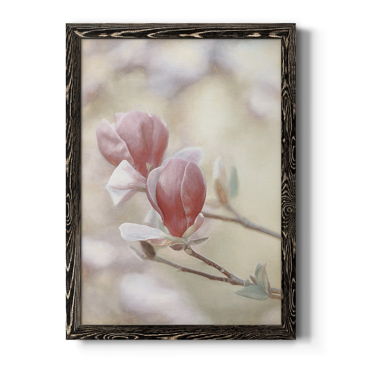 Blooming Hearts - Barnwood Framed Canvas Print