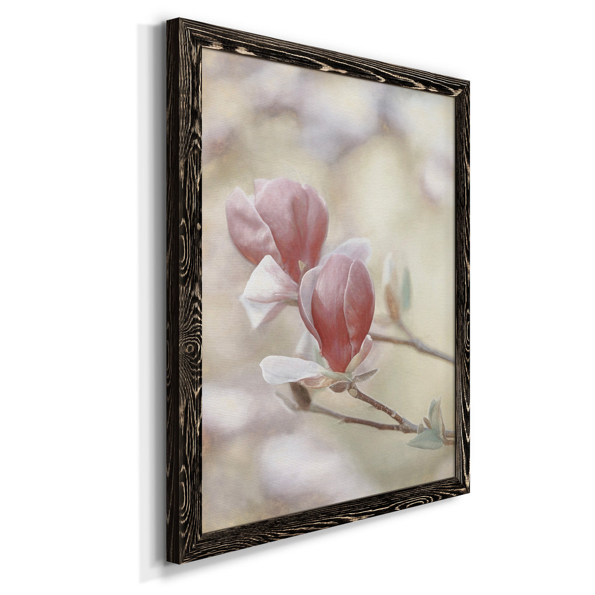 Blooming Hearts - Barnwood Framed Canvas Print