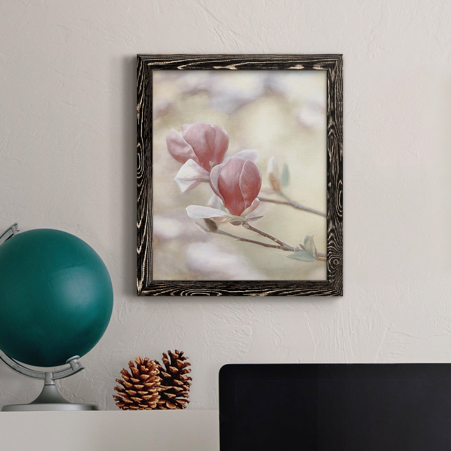 Blooming Hearts - Barnwood Framed Canvas Print
