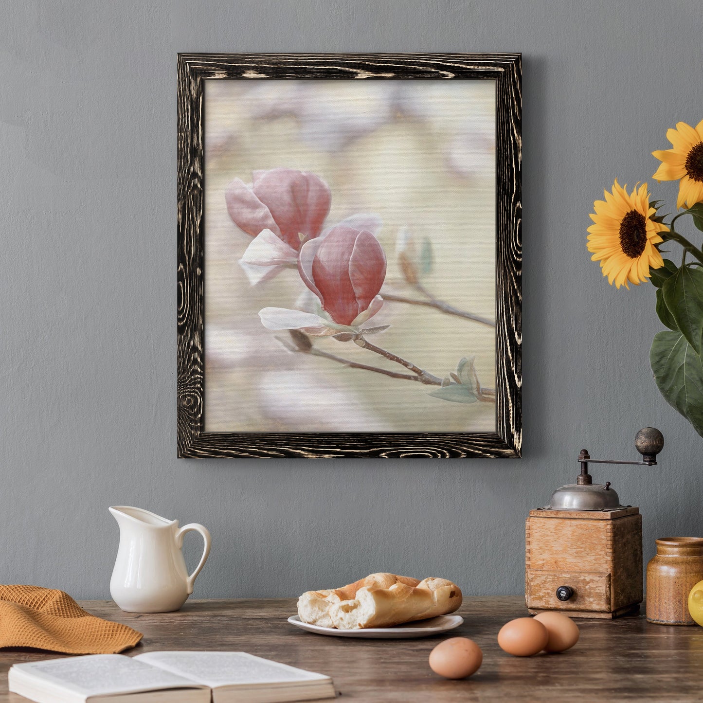 Blooming Hearts - Barnwood Framed Canvas Print